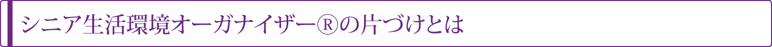 シニア生活環境オーガナイザーⓇの片づけとは